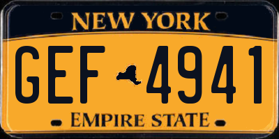 NY license plate GEF4941