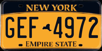 NY license plate GEF4972