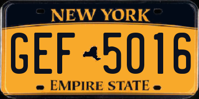 NY license plate GEF5016