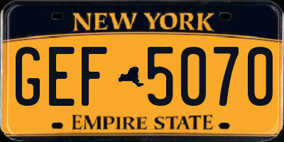 NY license plate GEF5070