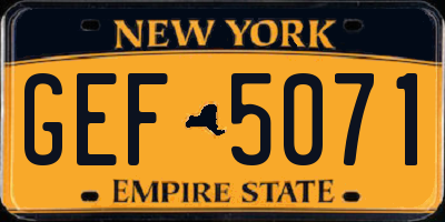 NY license plate GEF5071