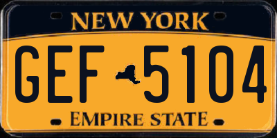 NY license plate GEF5104