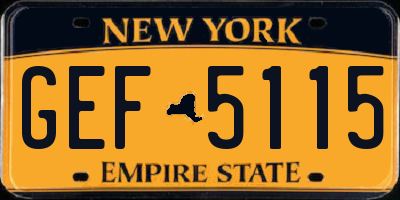 NY license plate GEF5115