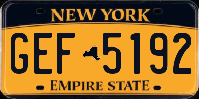 NY license plate GEF5192