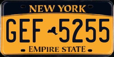 NY license plate GEF5255