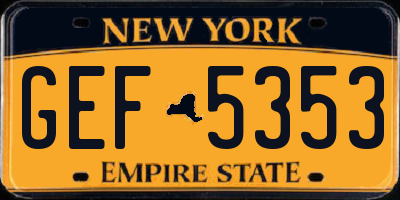NY license plate GEF5353