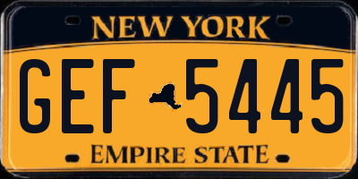 NY license plate GEF5445