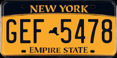 NY license plate GEF5478