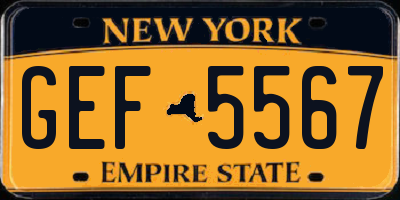 NY license plate GEF5567