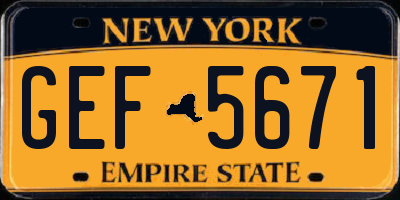 NY license plate GEF5671