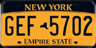 NY license plate GEF5702