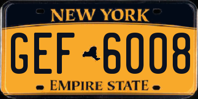 NY license plate GEF6008
