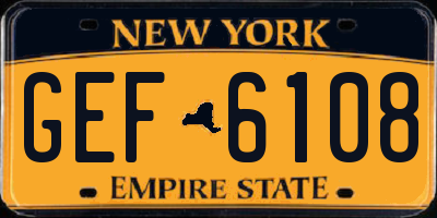 NY license plate GEF6108