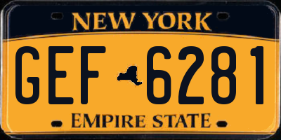 NY license plate GEF6281