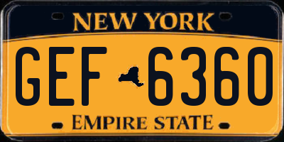 NY license plate GEF6360