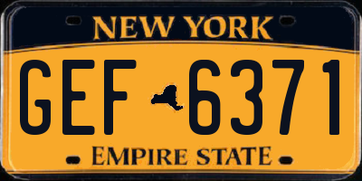 NY license plate GEF6371