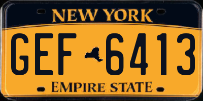 NY license plate GEF6413