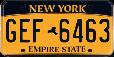NY license plate GEF6463
