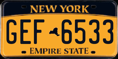 NY license plate GEF6533