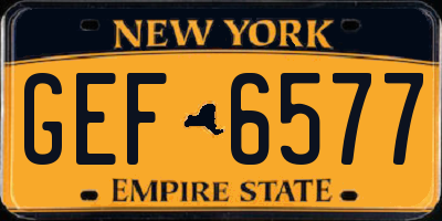 NY license plate GEF6577