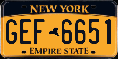 NY license plate GEF6651