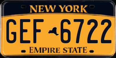 NY license plate GEF6722