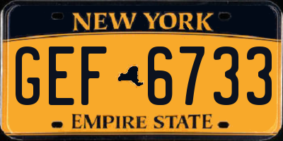 NY license plate GEF6733