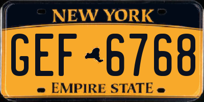 NY license plate GEF6768