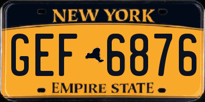 NY license plate GEF6876