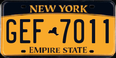 NY license plate GEF7011