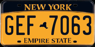 NY license plate GEF7063