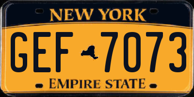 NY license plate GEF7073