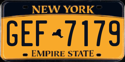 NY license plate GEF7179