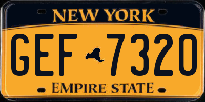 NY license plate GEF7320