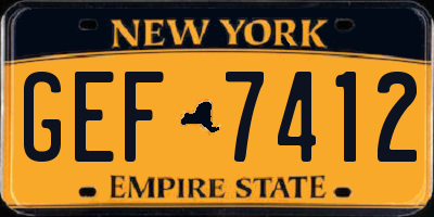 NY license plate GEF7412