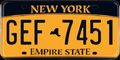 NY license plate GEF7451