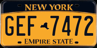 NY license plate GEF7472