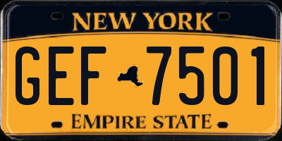 NY license plate GEF7501