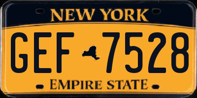 NY license plate GEF7528