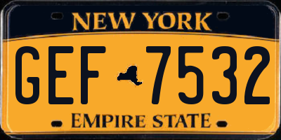 NY license plate GEF7532