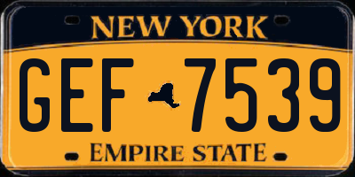 NY license plate GEF7539