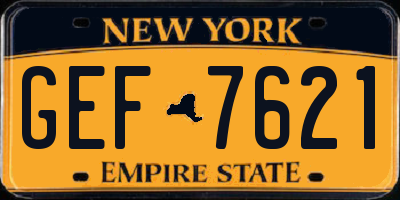 NY license plate GEF7621