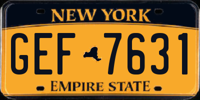 NY license plate GEF7631