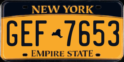 NY license plate GEF7653