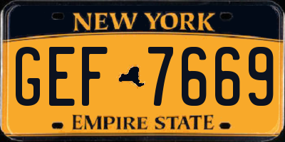 NY license plate GEF7669