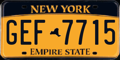 NY license plate GEF7715