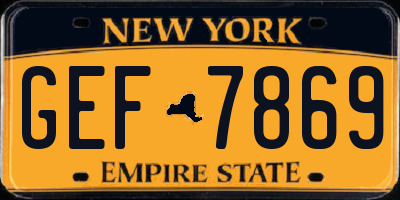 NY license plate GEF7869
