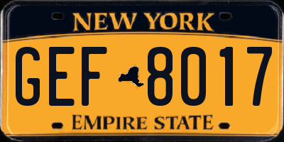 NY license plate GEF8017