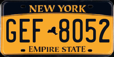 NY license plate GEF8052