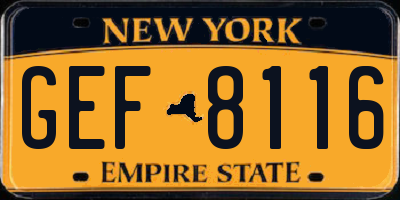 NY license plate GEF8116